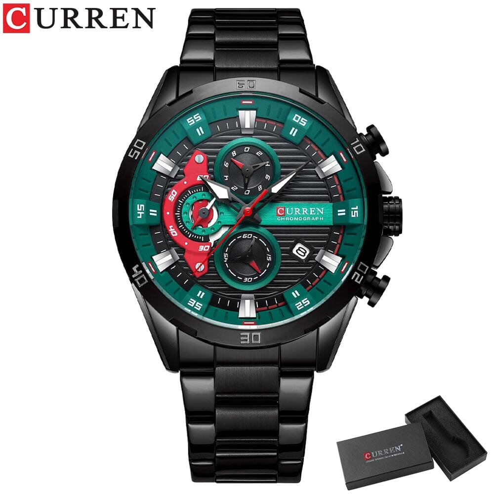 CURREN Stainless Steel Watches - Stay Stylish, On-Time and Fashionable! Mechanical Watches PikNik black green box 