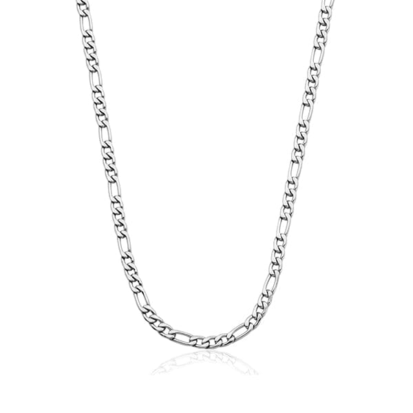 STEELX 4.5MM FIGARO CHAIN NECKLACE – SILVER – 18″ - Thingsy