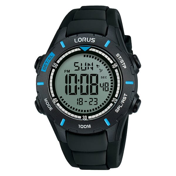 Lorus R2367M Digital Chronograph Unisex Sports Watch - Black & Blue watches Lorus 