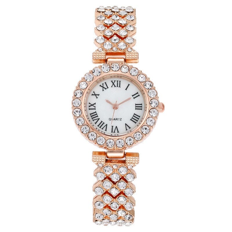 Reloj Mujer Luxury Watch and Bracelet Set - Elevate Your Style with Dazzling Diamonds - A Perfect Blend of Form and Function Mechanical Watches PikNik rose gold-1pc 