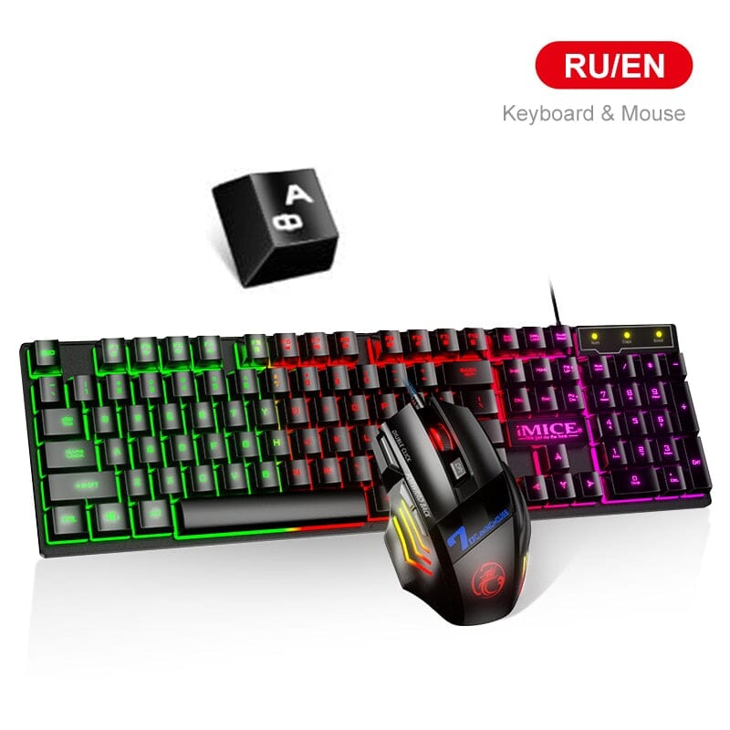 RGB Gaming keyboard Gamer keyboard and Mouse With Backlight USB 104 keycaps Wired Ergonomic Russian Keyboard For PC Laptop 0 PikNik China RU keyboard Mouse 