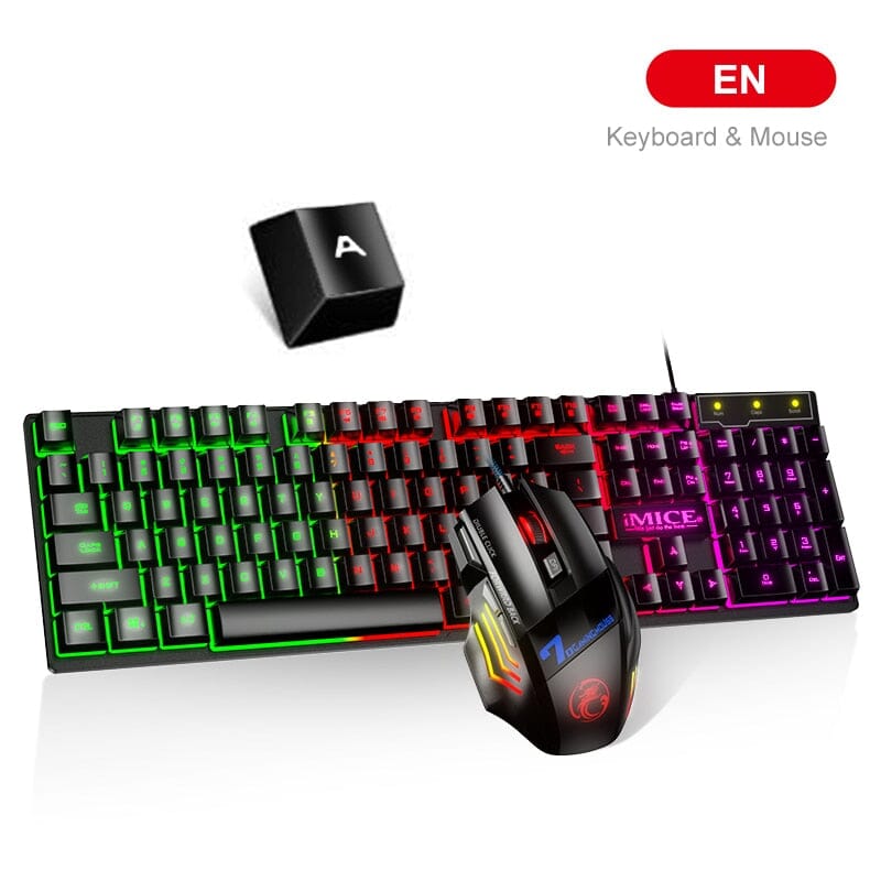 RGB Gaming keyboard Gamer keyboard and Mouse With Backlight USB 104 keycaps Wired Ergonomic Russian Keyboard For PC Laptop 0 PikNik 